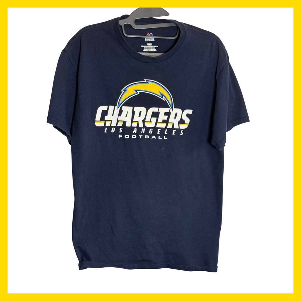 Majestic Los Angeles Chargers Mens Navy Blue Graphic Football T-Shirt Size M